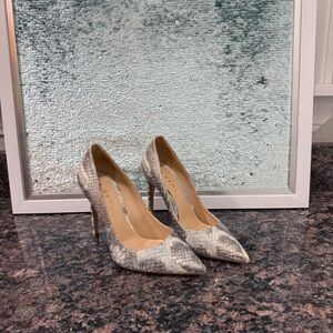 M.Gemi snakeskin leather stiletto metallic heels